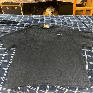 Fuzzy and Cozy short sleeve by Youngla in navy blue in large